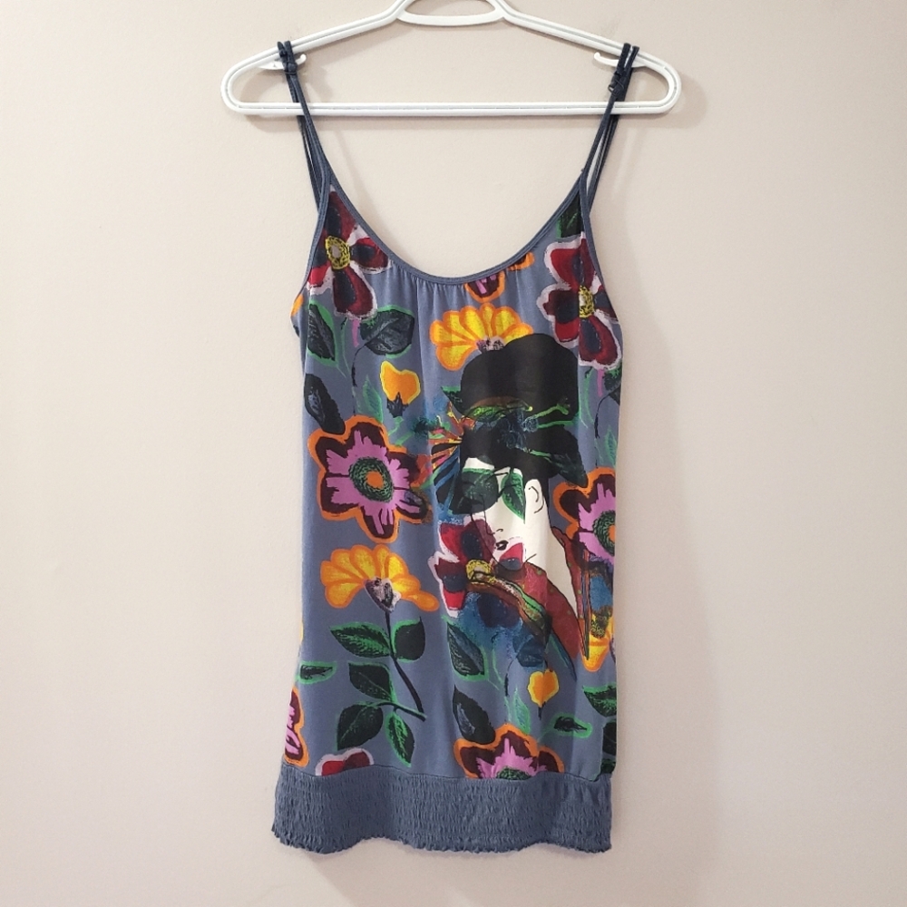 Desigual - Geisha and Floral Print Tank Top - Size M